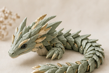 Moonleaf Dragon in sage and pearl tones.