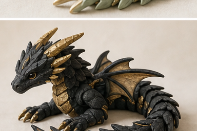 Stormscale Dragon in charcoal and antique-gold.
